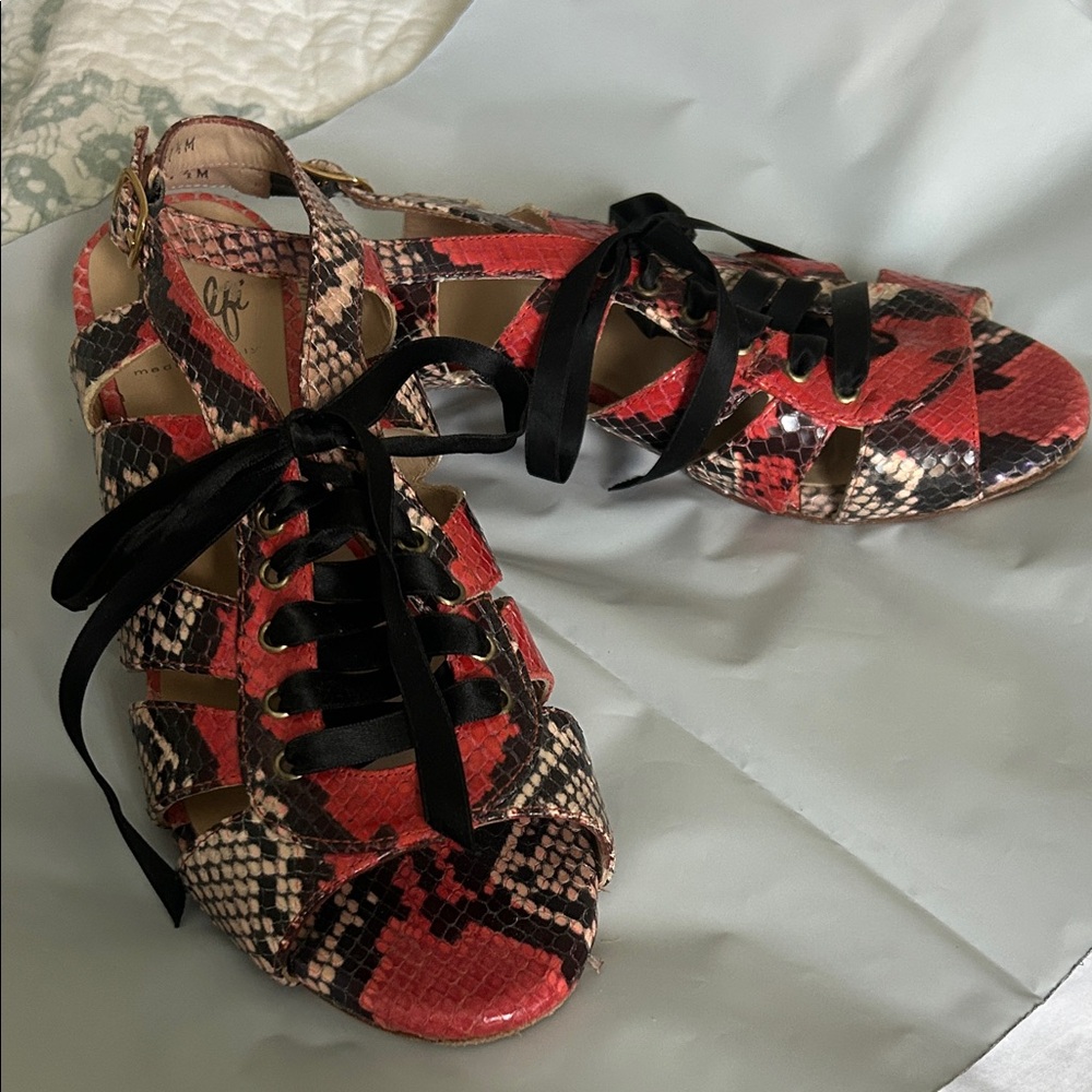 Amalfi Red and Black Snakeskin Sandals